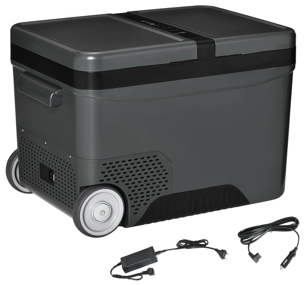 Outsunny Frigider Portabil Electric 35L cu Maner Telescopic și Roți, Ideal pentru Călătorii și Camping | Aosom Romania