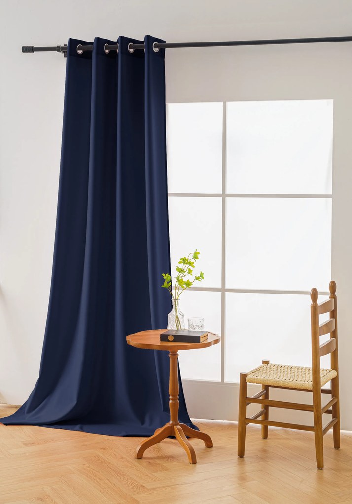 Draperie albastru inchis OXFORD LIGHT 140x250 cm Agatat: Inele metalice