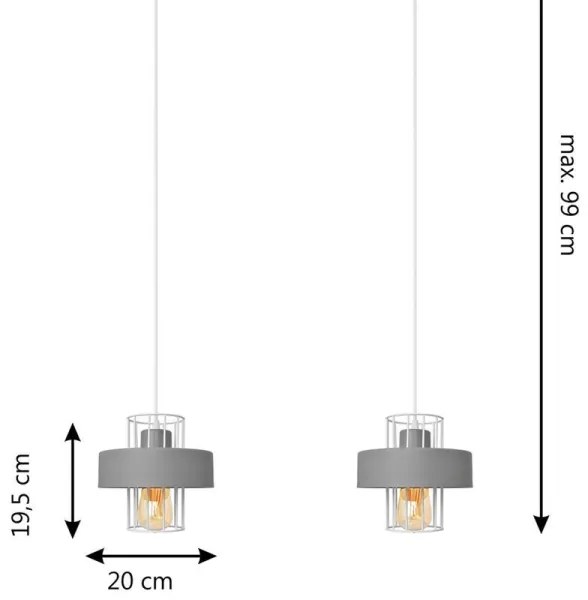 Lustră pe cablu VOLTA 2xE27/15W/230V gri