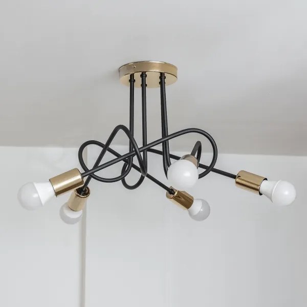 Lustră aplicată OXFORD 5xE27/15W/230V aurie/neagră