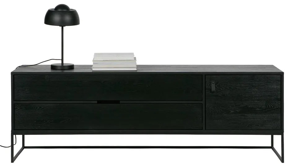 Comodă TV neagră din lemn de frasin 180x61x44 cm Silas – WOOOD