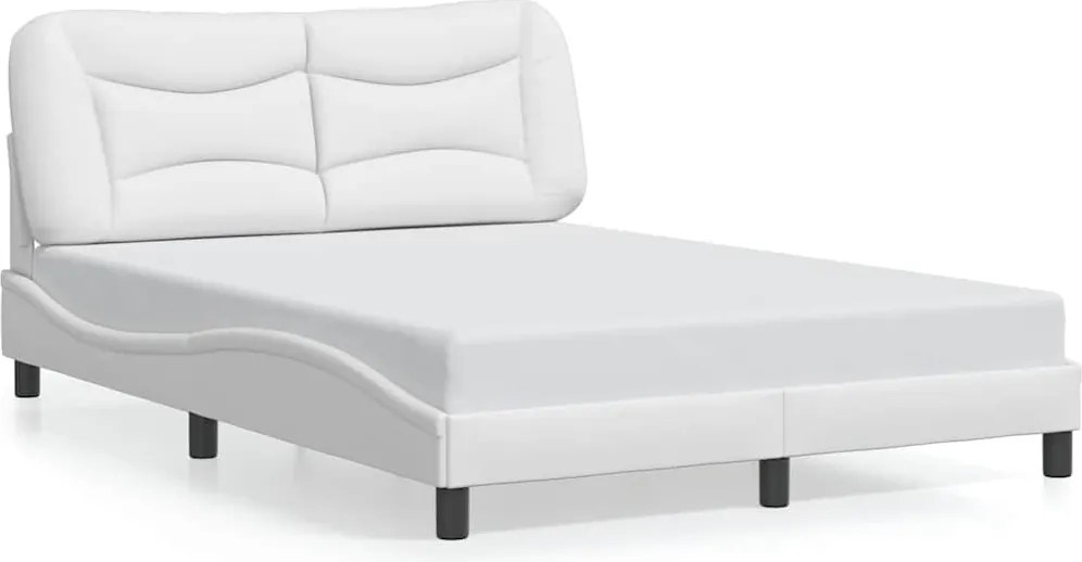 vidaXL Cadru de pat fără saltea, Hvar, alb, 140x200 cm, piele ecologică