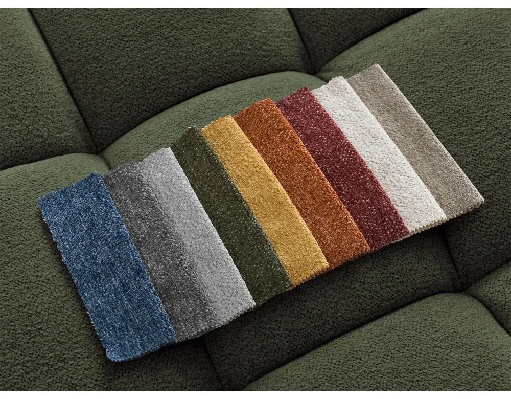 Colțar verde extensibil/cu spațiu de depozitare cu tapițerie din chenille (cu colț pe partea dreaptă/cu șezlong) Everest – Bobochic Paris