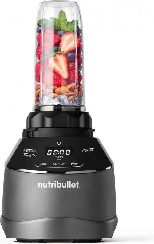 Blender, robot, Nutribullet 3in1 Triple Prep System NBF580B, 1500 W, 1,8 l, 8 programe, 3 viteze, 8 programe, Recunoastere accesorii, Comandă tactila, Negru/gri