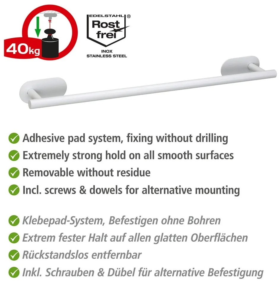 Suport pentru prosoape alb autoadeziv din oțel inoxidabil Orea Uno – Wenko
