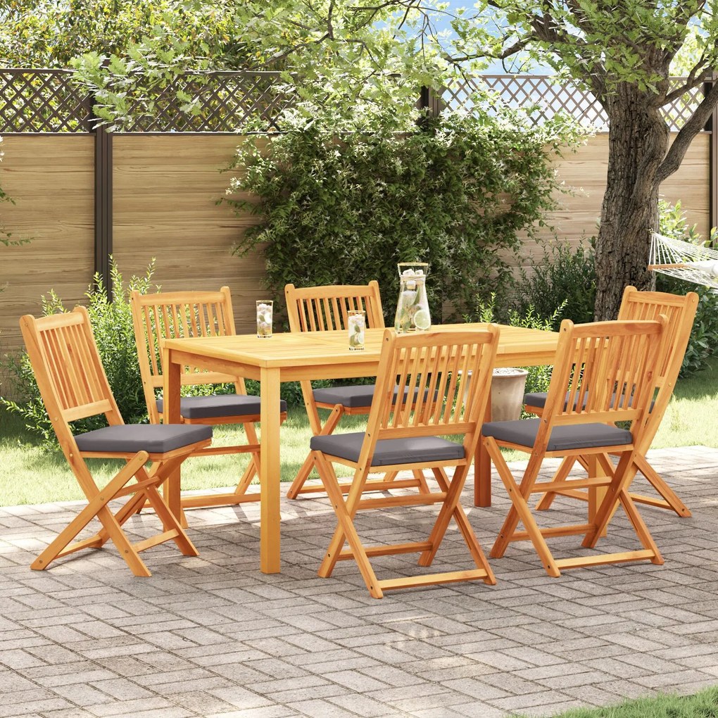 vidaXL Scaun pliant 6 pcs Gri 49 x 57.5 x 92cm Lemn masiv de acacia