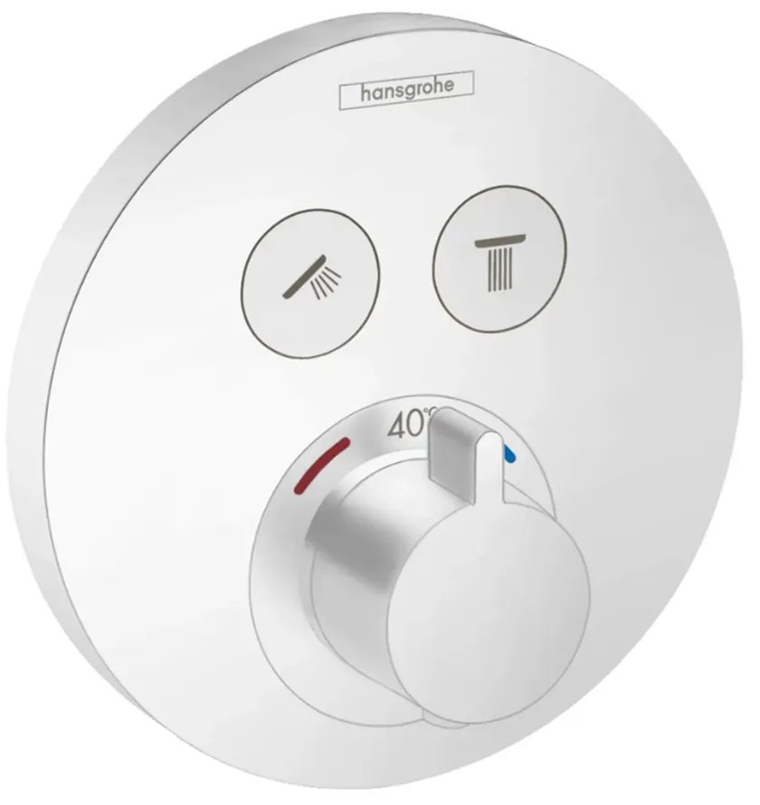 Baterie termostata incastrata pentru 2 consumatori, alb mat Alb mat