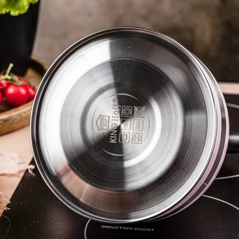 Ceainic cu fluier Kinghoff KH 1856, 1.8 l, Inductie, Maner izolat termic, Roz