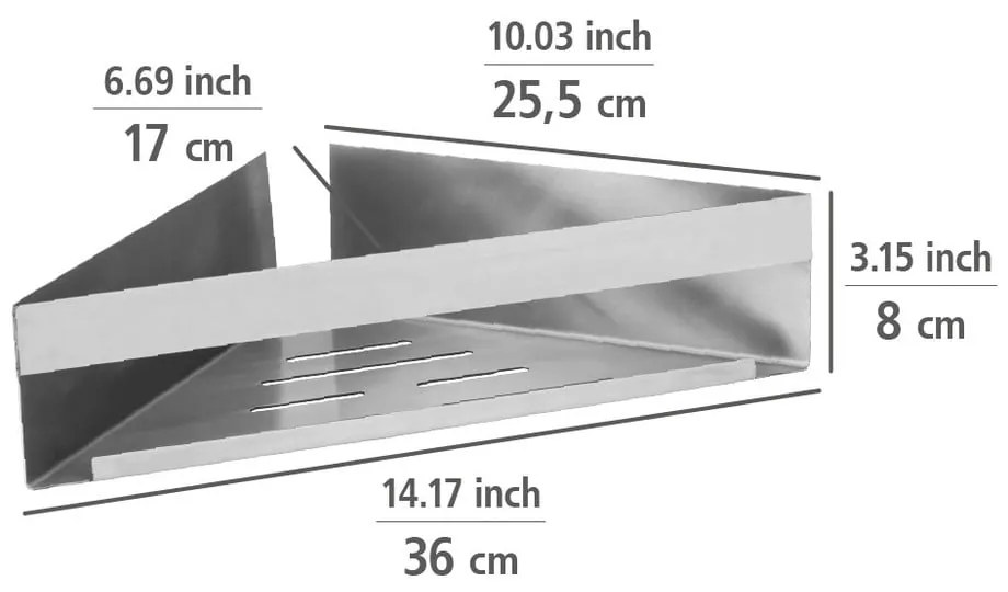 Raft pentru baie argintiu mat de colț autoadeziv din oțel inoxidabil Genova – Wenko