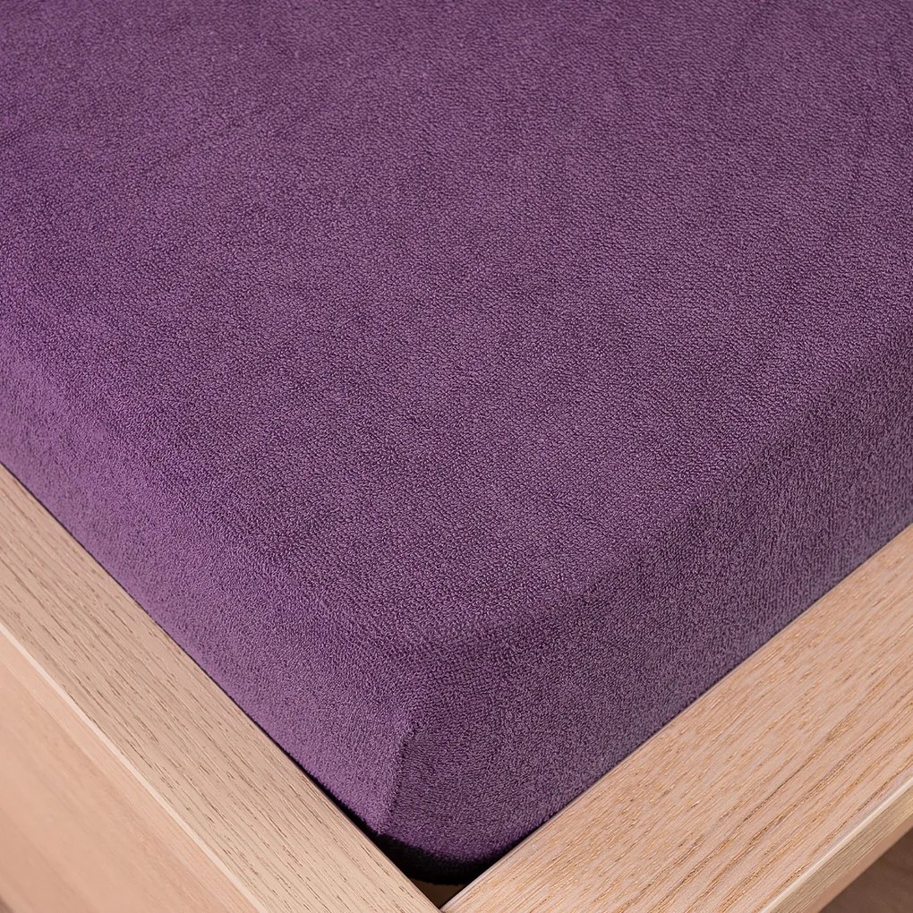 Cearșaf de pat 4Home, din frotir, violet, 180 x 200 cm, 180 x 200 cm