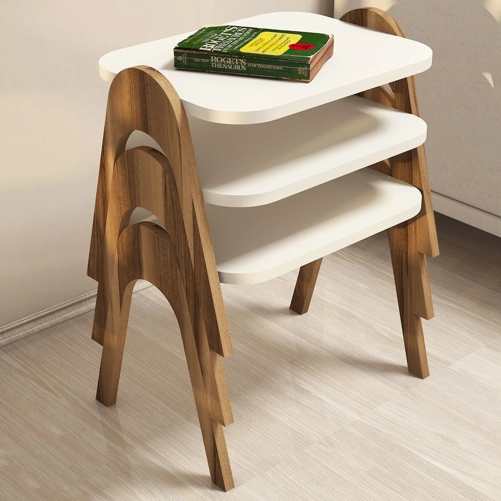 Set măsuțe de cafea Parid (Nuc + Crem). 1071849