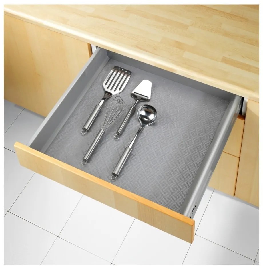 Suport antiderapant pentru sertare Wenko Anti Slip Mat 500, 150 x 50 cm, gri