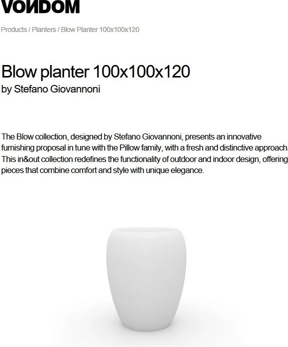Ghiveci plante, flori design decorativ modern pentru amenajari interioare si exterioare, BLOW PLANTER 55020R Vondom