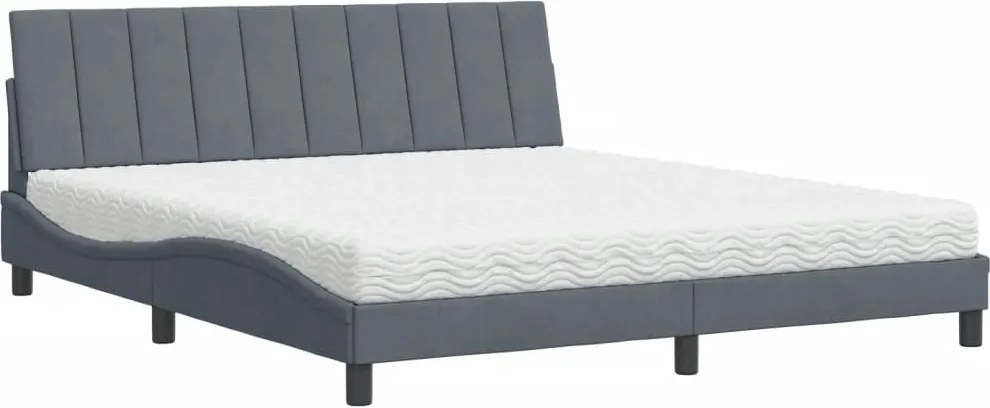 vidaXL Pat cu saltea, Hanko, gri închis, 180x200 cm, catifea
