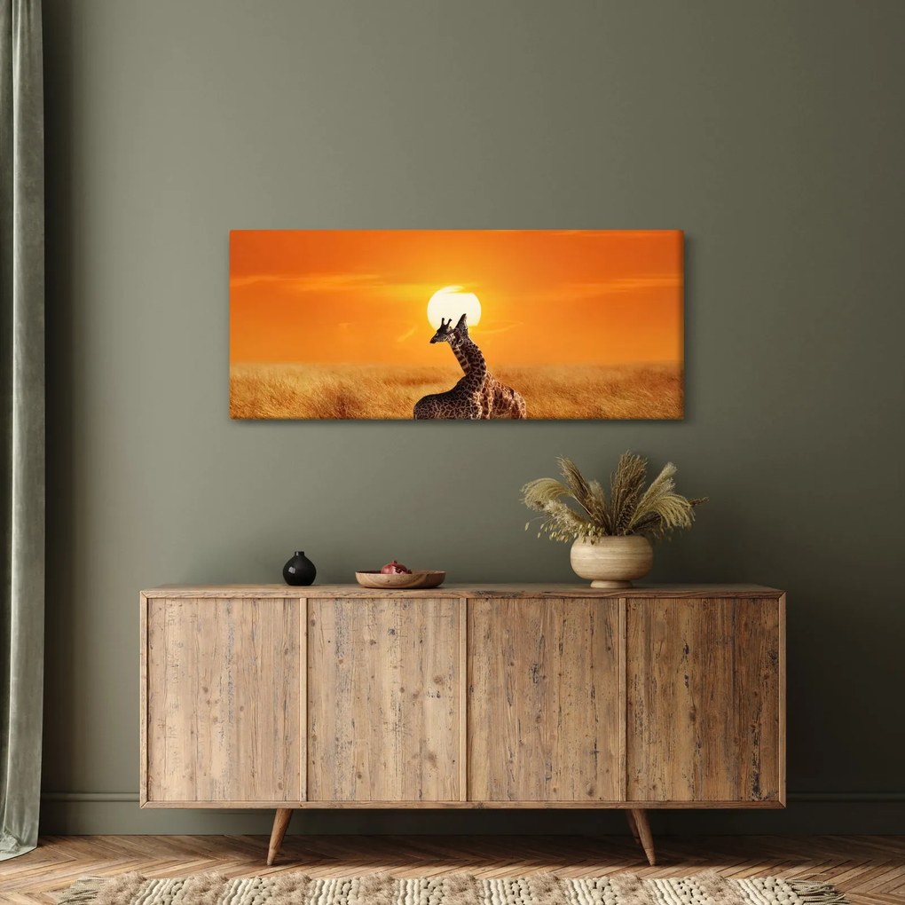 Tablou - Girafe în Parcul Național Serengeti (120x50 cm)