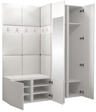 Mobilier hol Tovenaz XII (Alb + albastru) (cu oglindă). 1104805