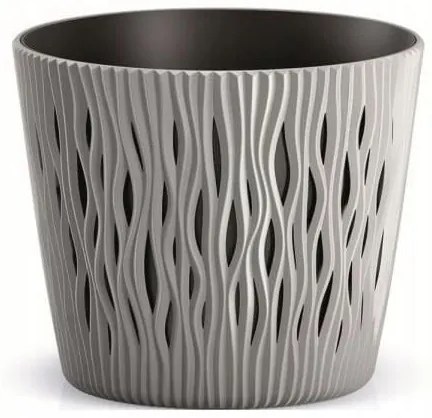 Ghiveci decorativ de flori, rotund, gri, 22.5x19.2 cm, Sandy Round