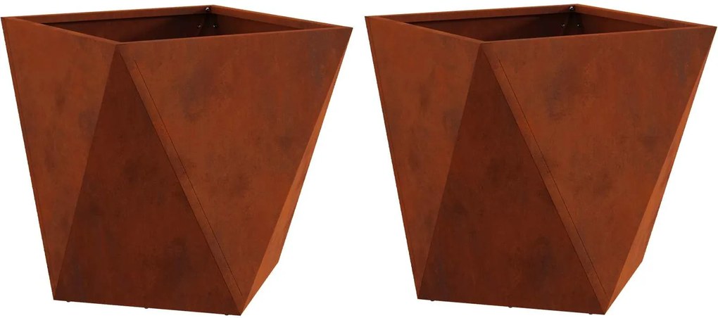 vidaXL Jardinieră 2 pcs Ruginit 40 x 40 x 40 cm