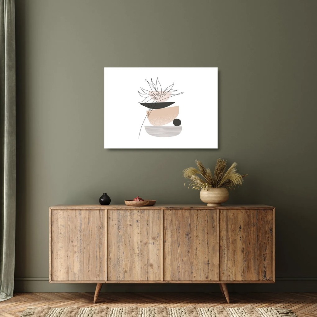Tablou pe sticlă - Linie de artă flori N⁰1 (70x50 cm)