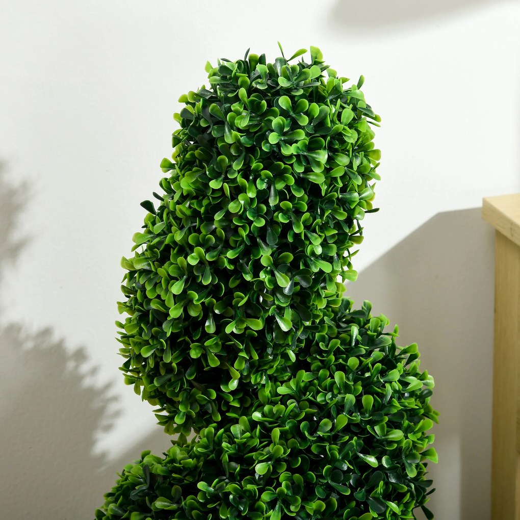 HOMCOM Arbore artificial formați în spirală, set de 2 plante artificiale, cu ghiveci, înălțime 90 cm, Verde | Aosom Romania