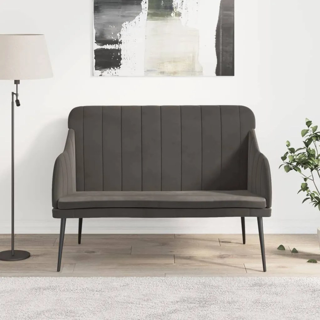 351465 vidaXL Bancă, gri închis, 110x76x80 cm, catifea