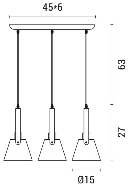 Lustră pe cablu 3xE27/40W/230V alb