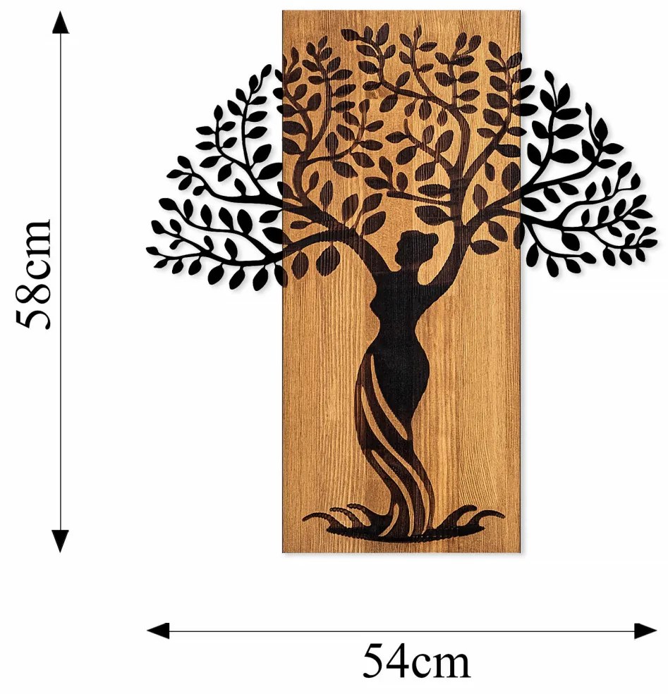 Accesoriu decorativ de perete din lemn Woman tree 3