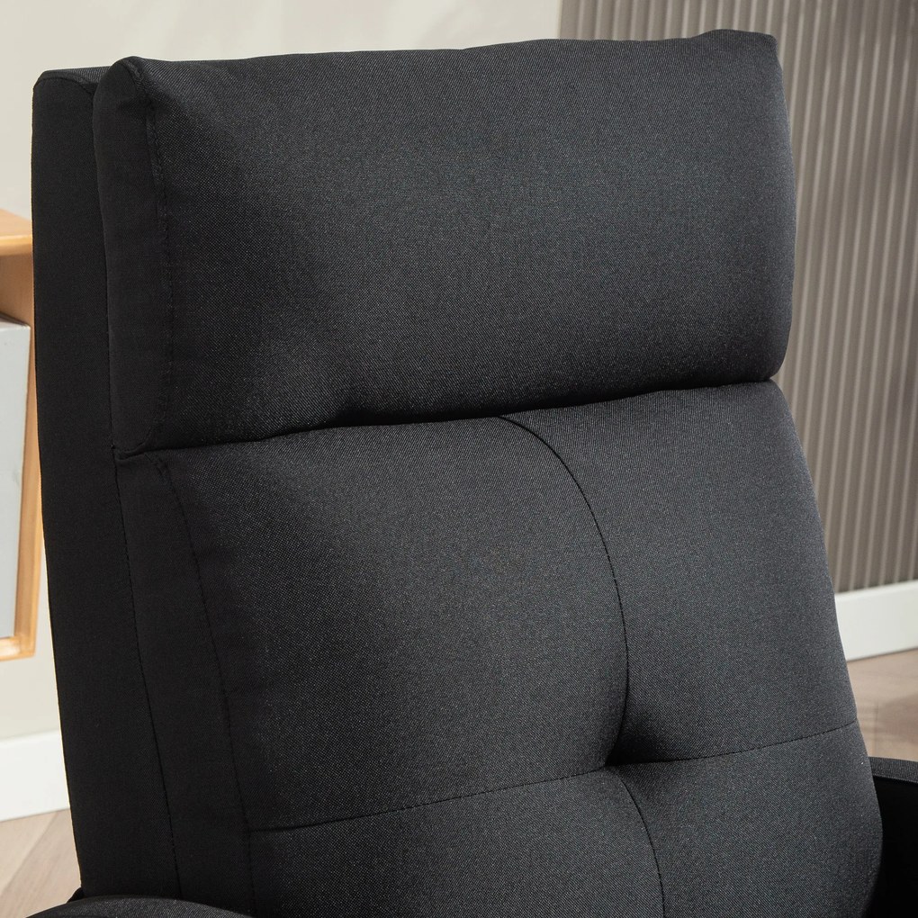 HOMCOM Fotoliu Reclinabil Fino a 155° Con Suport pentru Picioare In Material Textil Negru | Aosom Romania