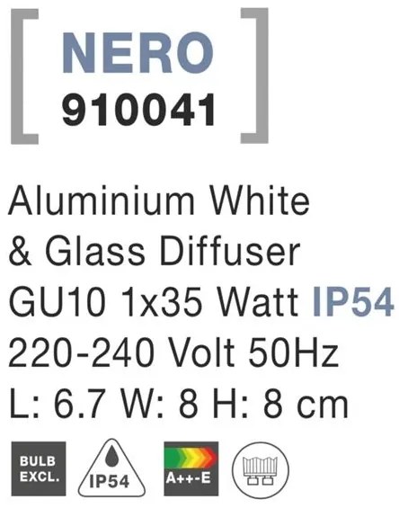 Aplica perete ambientala de exterior IP54 NERO alba NVL-910041