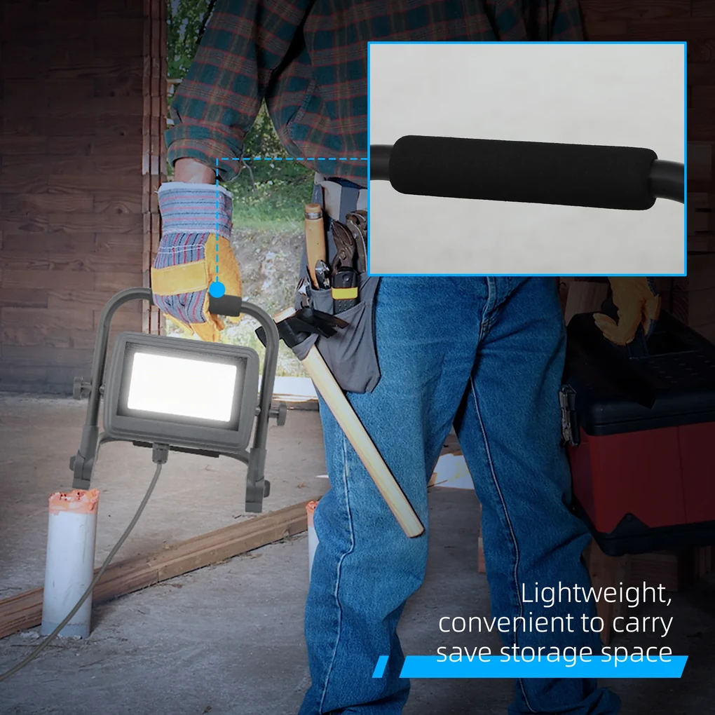 HOMCOM Lampă de Lucru LED, Portabilă și Rezistentă la Intemperii, 25,5x16x25,5 cm, Negru | Aosom Romania