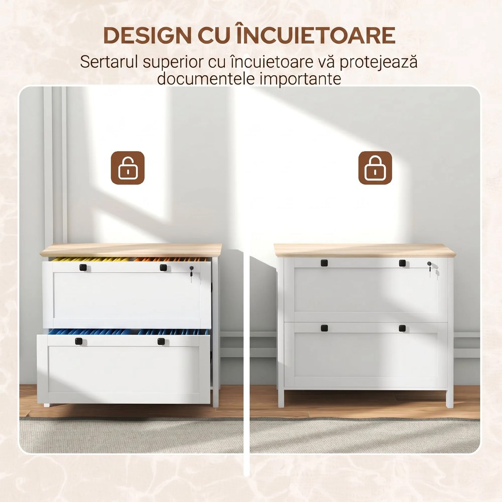 HOMCOM Dulap cu 2 sertare cu încuietoare, dulap de arhivare | Aosom Romania