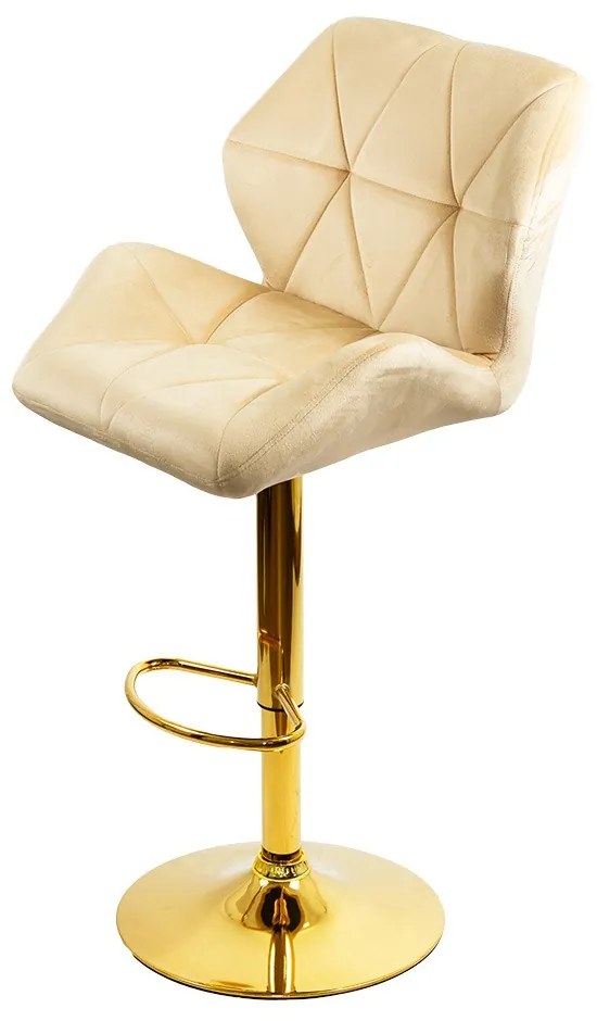 Scaun de bar crem din catifea cu baza aurie, design elegant, confort sporit ABS 148