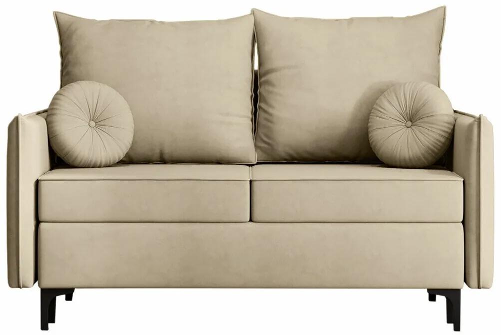 Canapea extensibilă Clovis 110Cutie de pat, Crem, 101x145x96cm, 74 kg, Picioare: Metal, Lemn: Pin