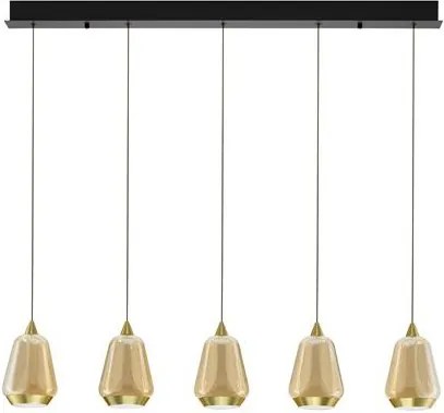 Lustra moderna cu 4 pendule LED, Metal, Sticla, Champaigne, ALISH