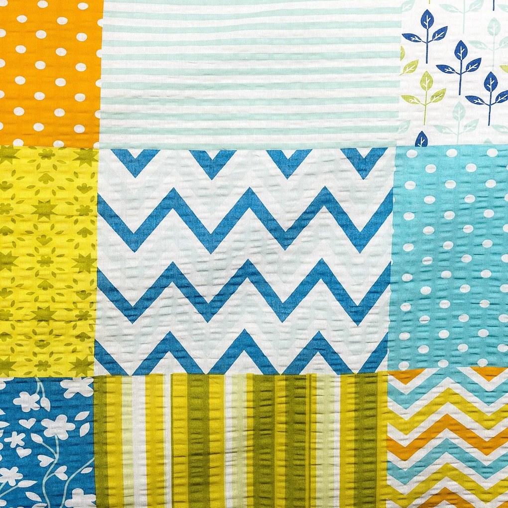 Lenjerie de pat bumbac crep 4Home Patchwork albastru,140 x 200 cm, 70 x 90 cm, 140 x 200 cm, 70 x 90 cm