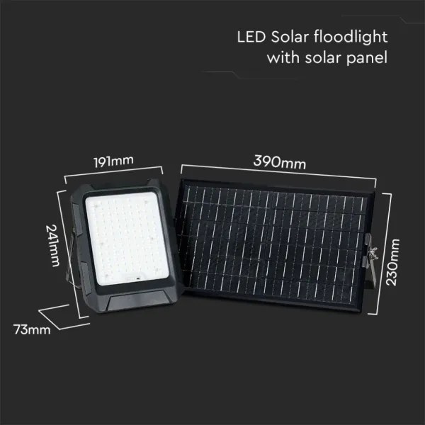 Proiector solar LED 15W/3,7V IP65 4000K negru, cu telecomandă