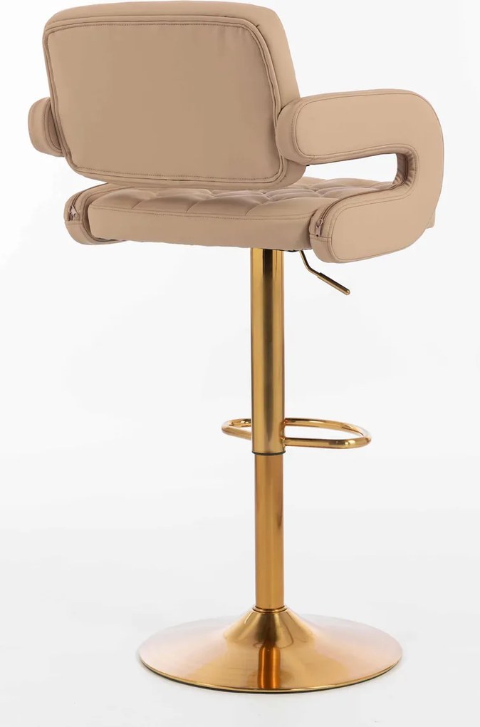 HR8403W Scaun Caramel Piele Ecologica Premium Soft cu Bază Aurie