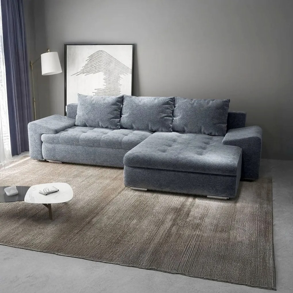 Colțar extensibil dumonde cu ladă de depozitare si sezut confortabil din spuma high-density, Leonardo Euphoria Grafit 260x185 cm II