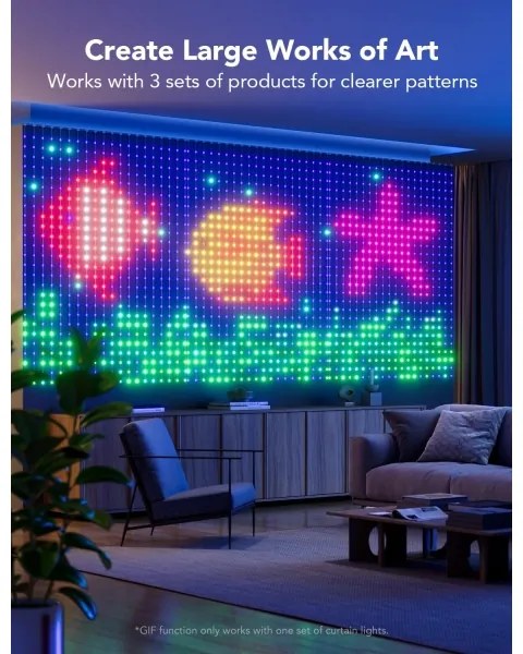 Perdea luminoasă RGBIC Govee 520 LED 1,5x2m Wi-Fi IP65