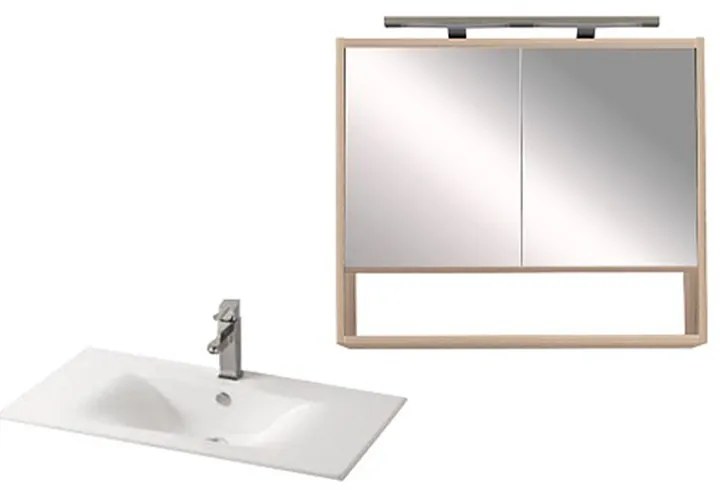 Mobilier complet de baie Luna 80, stejar Sonoma-alb