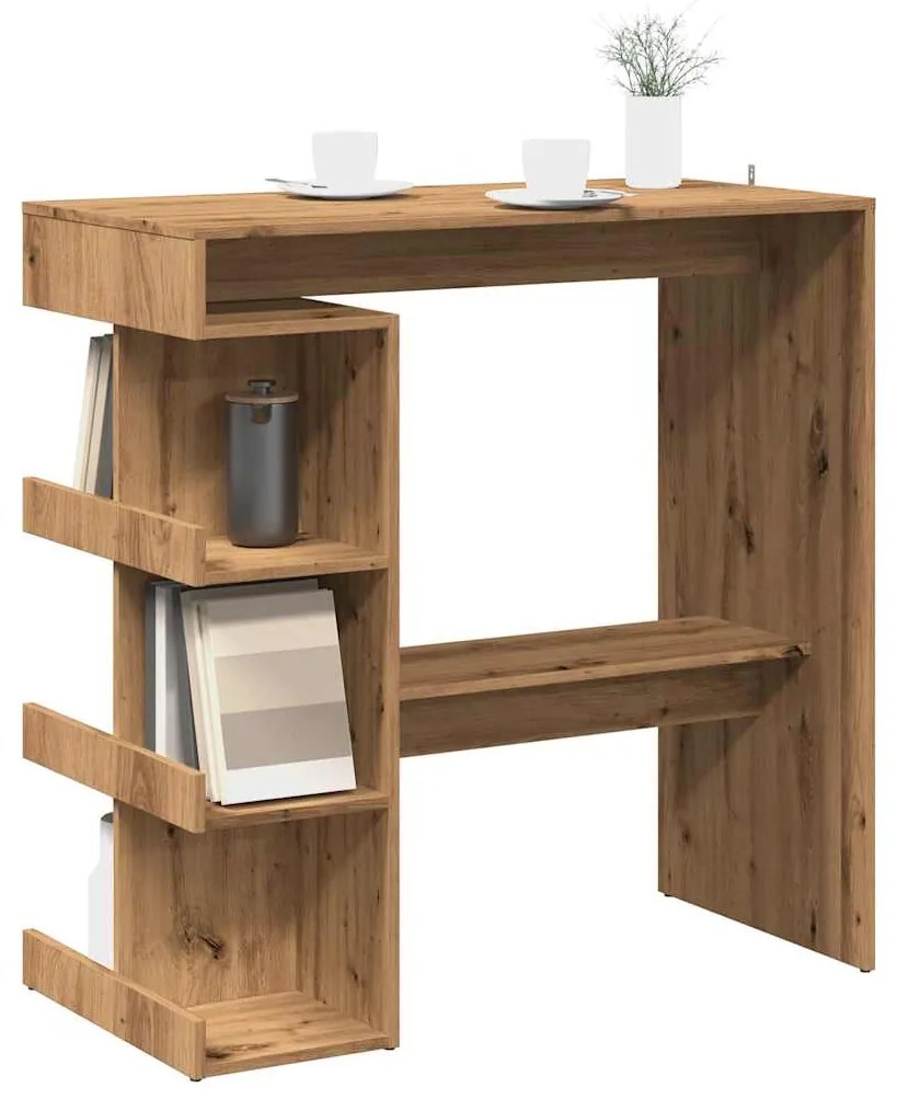 vidaXL Masă bar cu raft de depozitare Stejar artizanal 100x48x101,5 cm