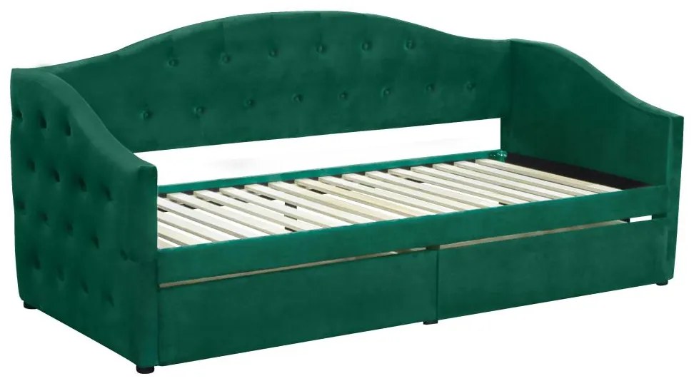 Pat de o persoană (divan) 90 cm Zonas (verde) (cu somieră) (cu sp. depozitare). 1116570