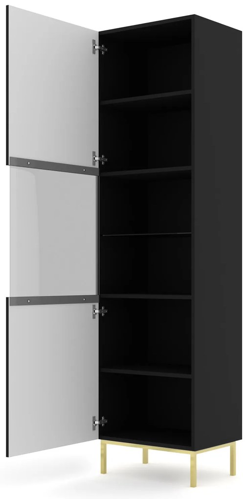Vitrină C 1DS Rowanna (Negru lucios + Auriu). 1125058