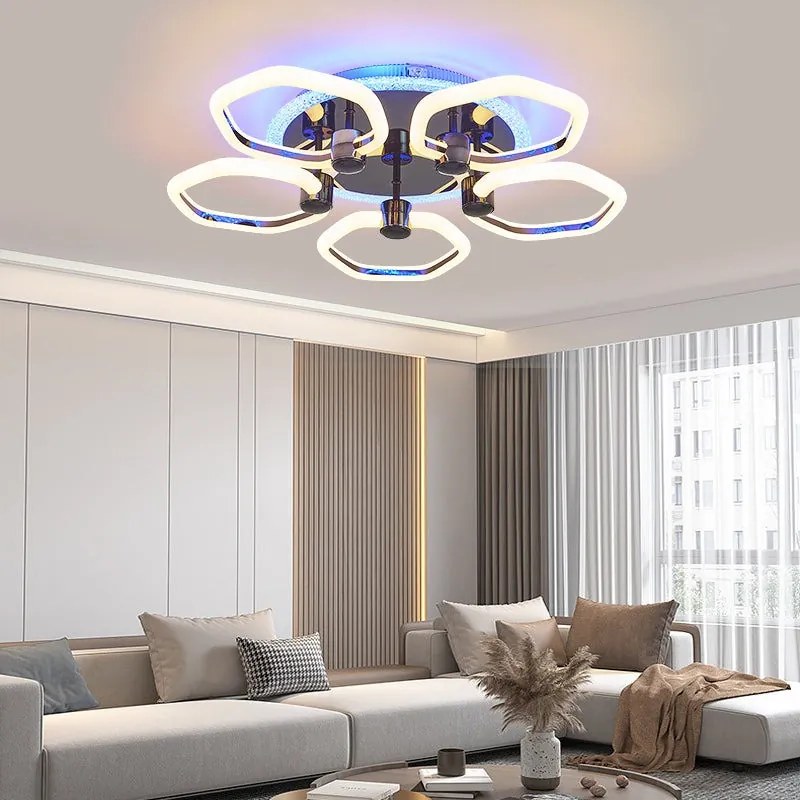 Lustra Led Cu Telecomanda, Elit's, Opal K, 136 w Intensitate Reglabila, RGB, NEGRU