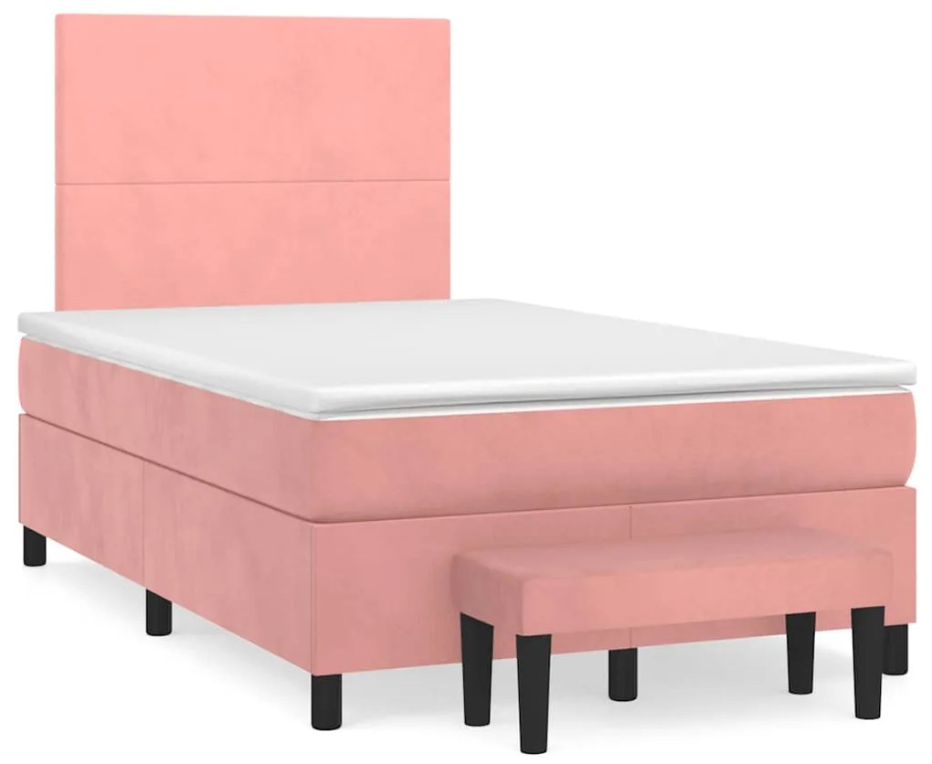 vidaXL Pat box spring cu saltea, negru, 120x190 cm, catifea