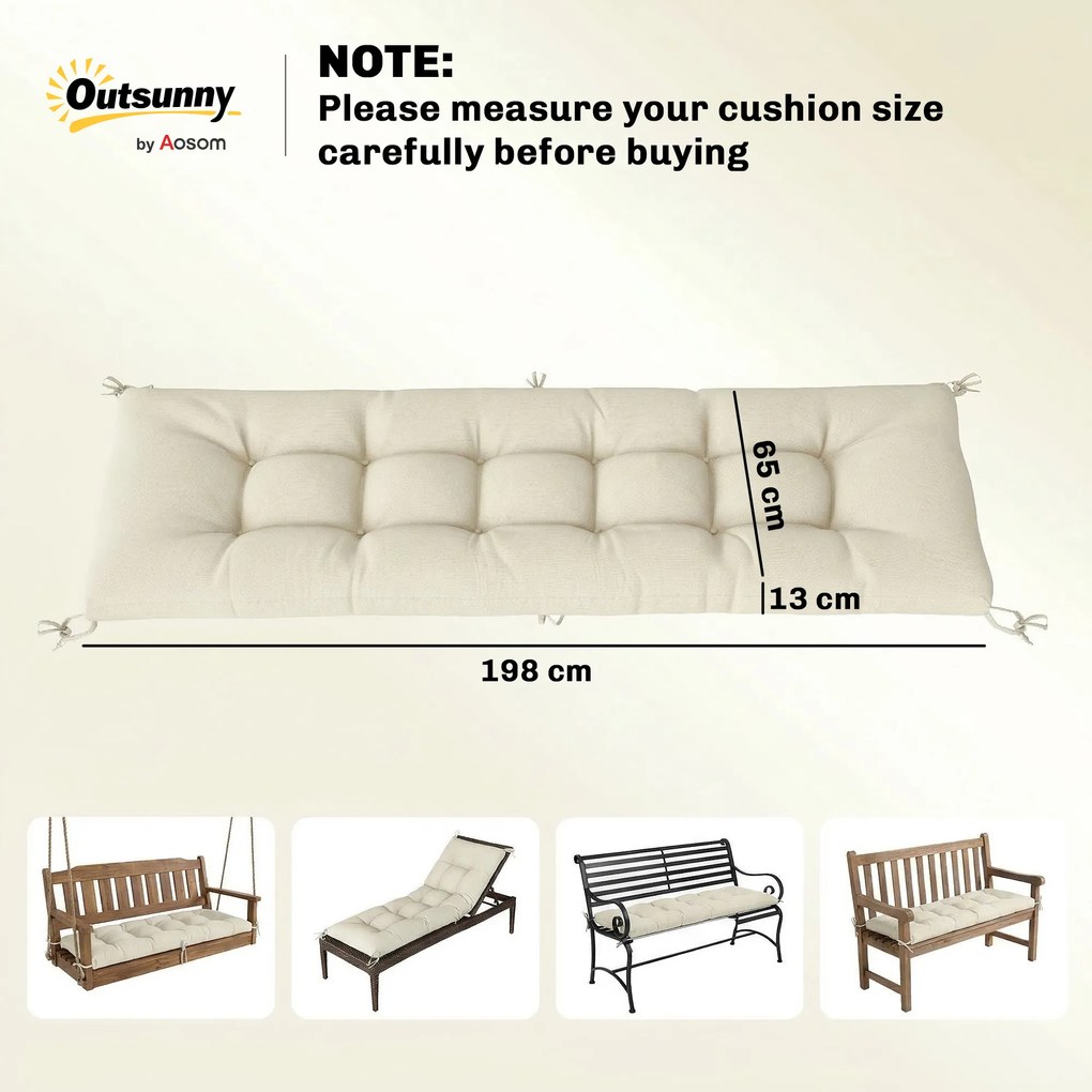 Outsunny Pernă pentru paleți detașabilă, pernă de șezut cu curele de prindere, pentru majoritatea șezlongurilor 198x65x13cm Bej | Aosom Romania
