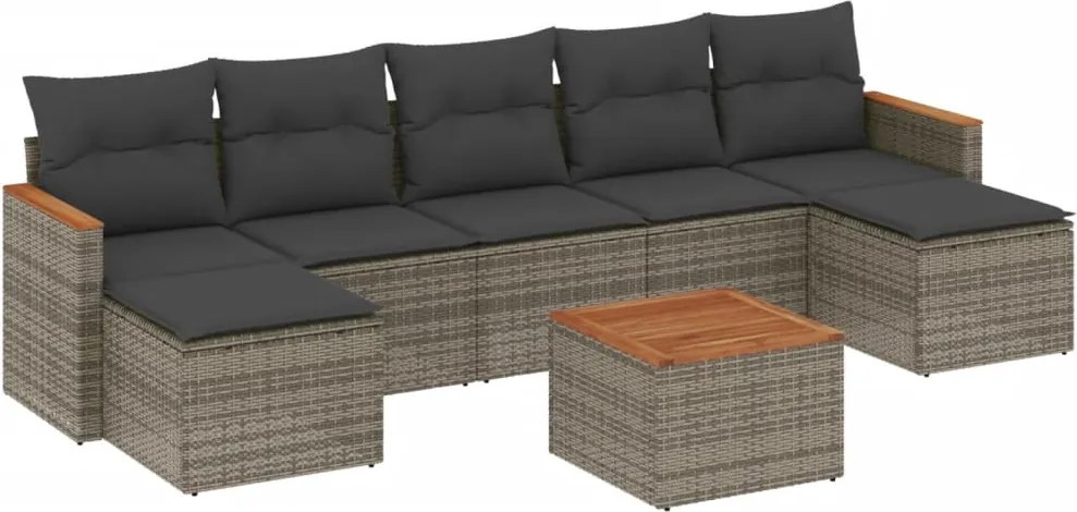 vidaXL Set canapele de grădină cu perne, 8 piese, gri, poliratan