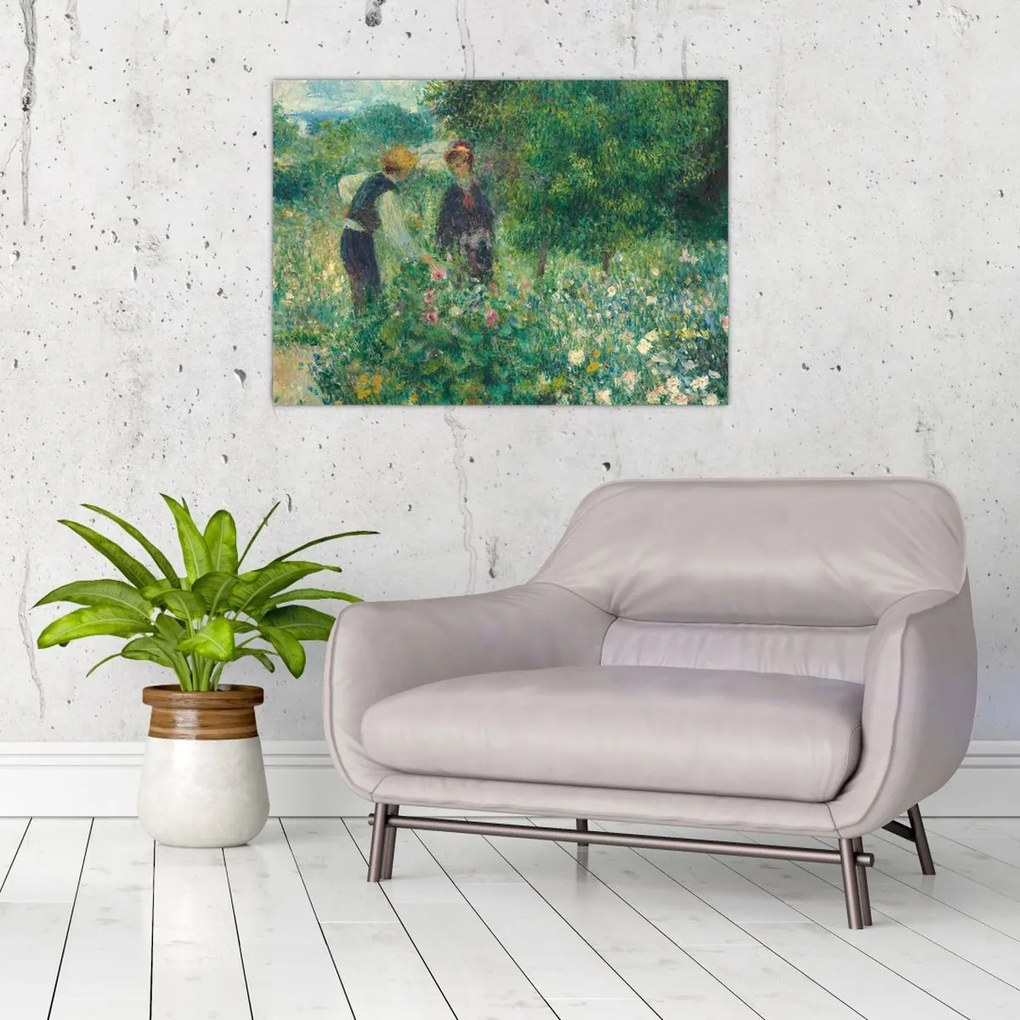 Tablou pe sticlă - Auguste Renoir, Picking Flowers, reproducere (70x50 cm)