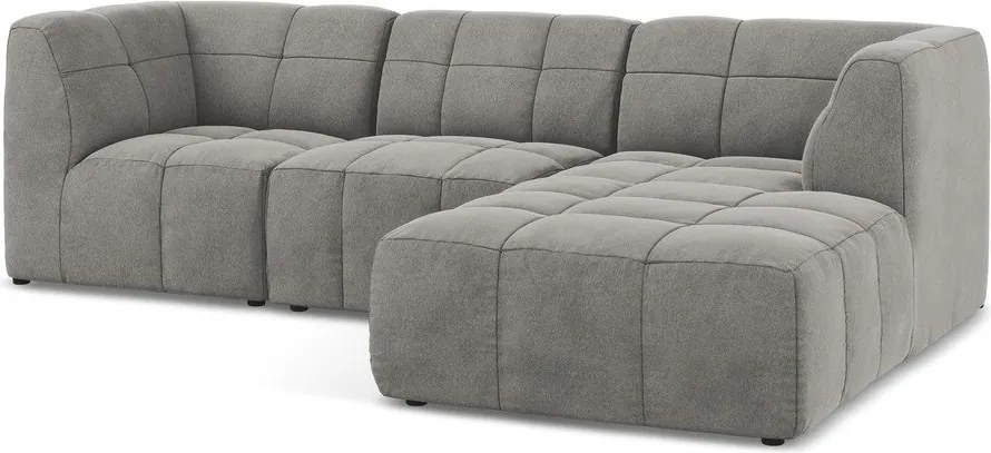 Colțar gri cu tapițerie din catifea (cu colț pe partea dreaptă/cu șezlong) Aloha – Makamii