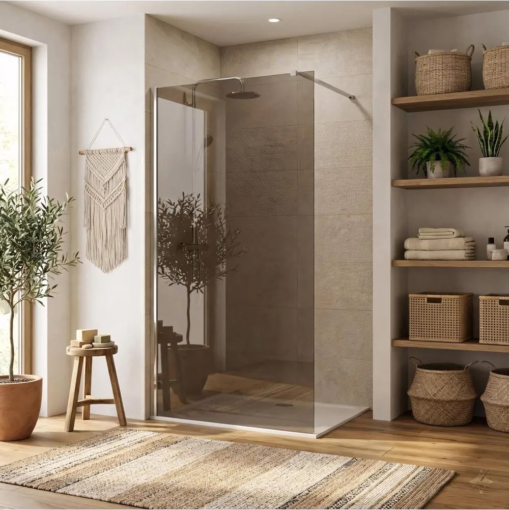 Paravan de dus fumuriu Rea Flexi Brown 140 cm crom